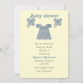 Invitación Personalización, vestido azul de niño bebé