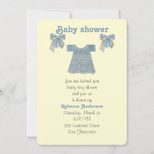 Invitación Personalización, vestido azul de niño bebé