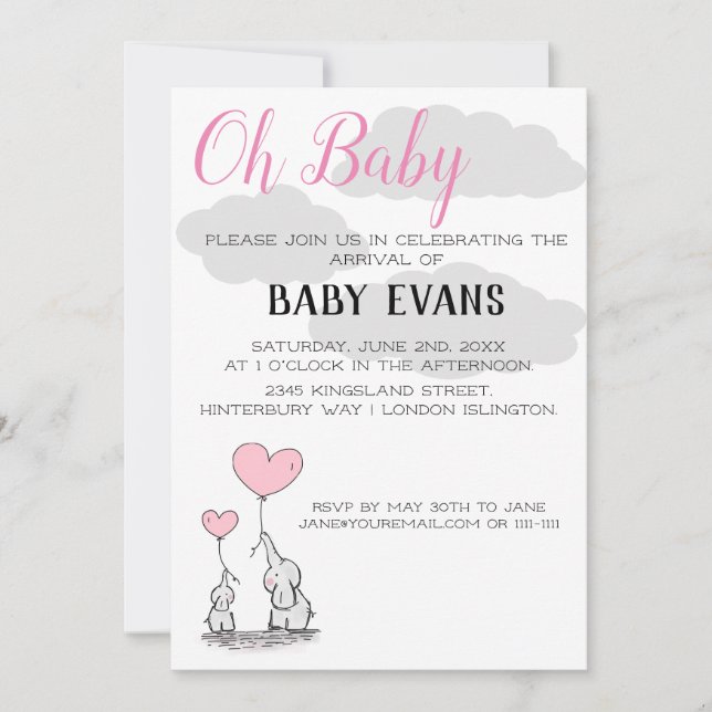 Invitación personalizada a Baby Shower (Anverso)