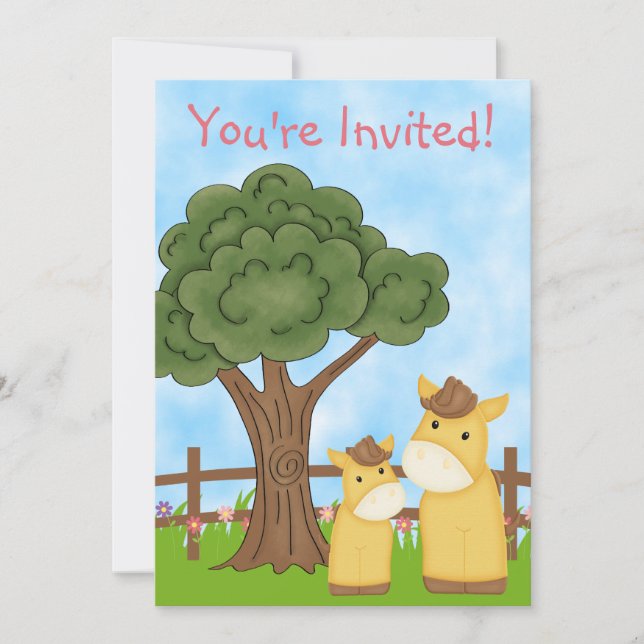 Invitación personalizada a Baby Shower de caballos (Anverso)
