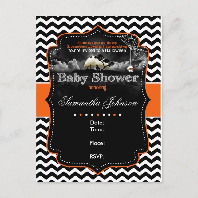 Invitación personalizada a Baby Shower de Hallowee (Anverso)