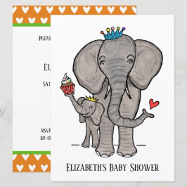 Invitación personalizada a Baby Shower para elefan