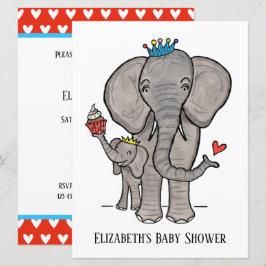 Invitación personalizada a Baby Shower para elefan