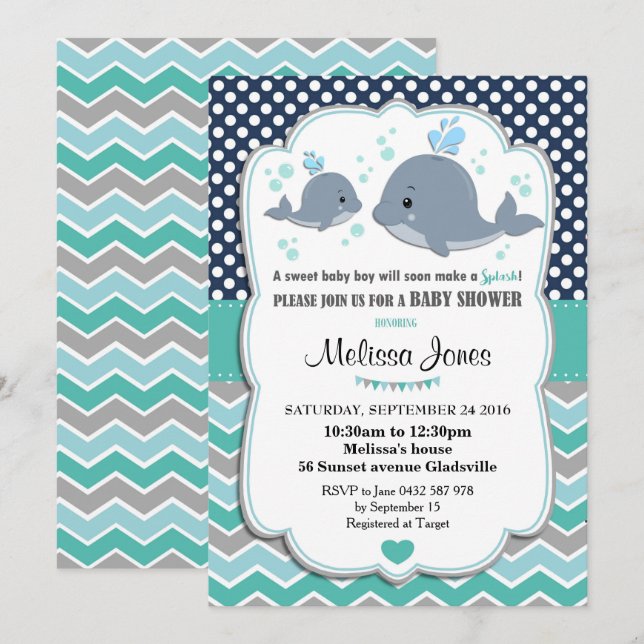 Invitación personalizada a bebé Baby Shower de bal (Anverso / Reverso)