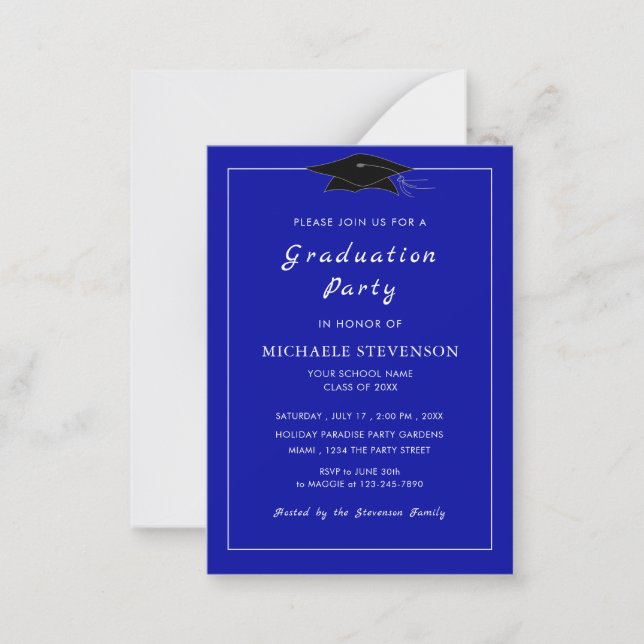 Invitación personalizada a graduación de colores (Anverso)