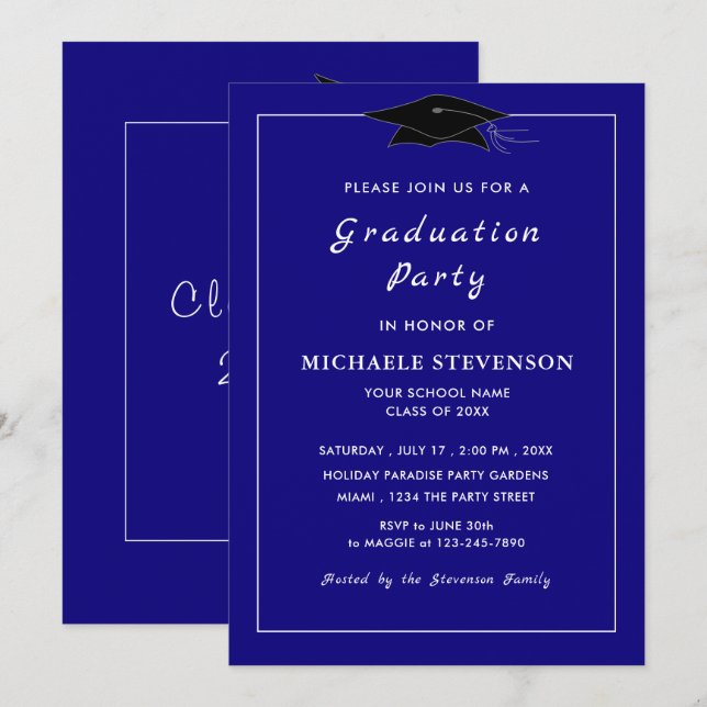 Invitación personalizada a graduación de colores (Anverso / Reverso)