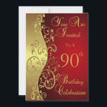 Invitación personalizada a la celebración de cumpl<br><div class="desc">A tus invitados les encantará esta invitación personalizada de cumpleaños número 90.  Simple pero festivo... es una manera apropiada de celebrar el gran día de tu invitado de honor.  ¡No te olvides del franqueo!</div>