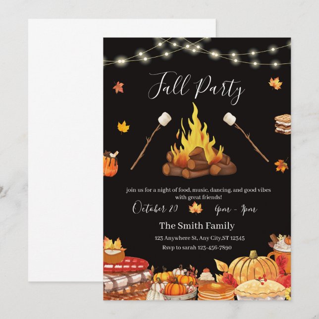 Invitación personalizada a la cena de Acción de Gr (Anverso / Reverso)