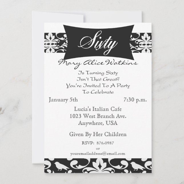 Invitación personalizada a la fiesta de cumpleaños (Anverso)