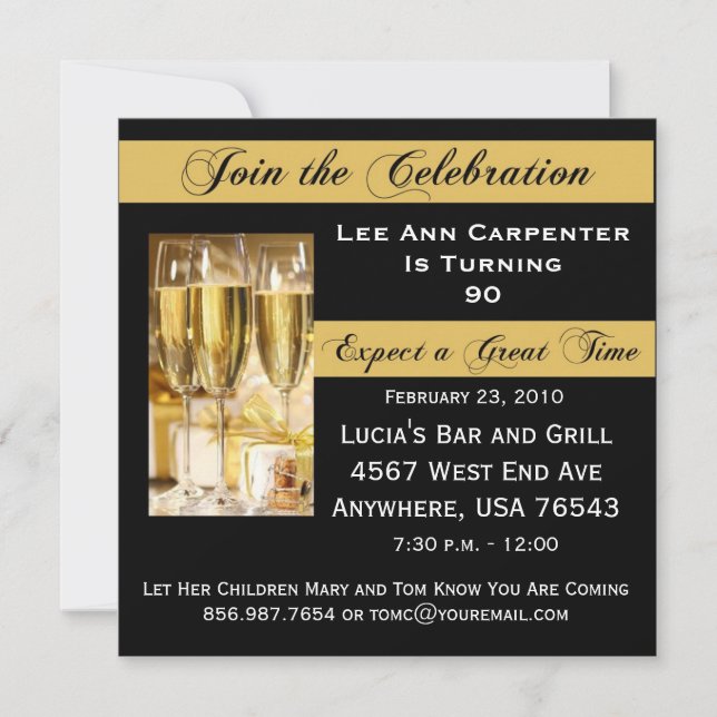 Invitación personalizada a la fiesta de cumpleaños (Anverso)