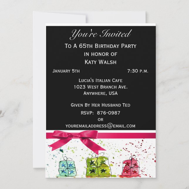 Invitación personalizada a la fiesta de cumpleaños (Anverso)