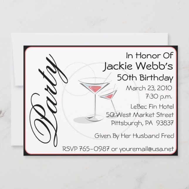 Invitación personalizada a la fiesta de cumpleaños (Anverso)