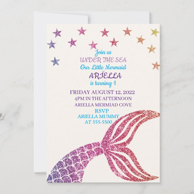 Invitación personalizada a la sirena (Anverso)