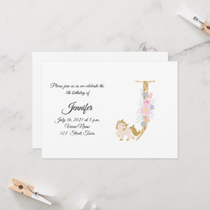 Invitación personalizada a monograma de niñas de p