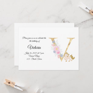 Invitación personalizada a monograma de niñas de p