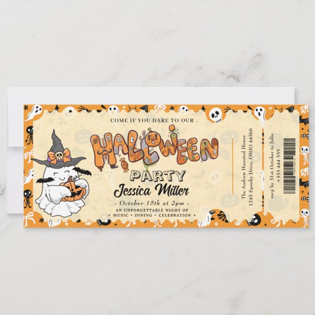 Invitación personalizada "Admitir uno" con fantasm (Anverso)