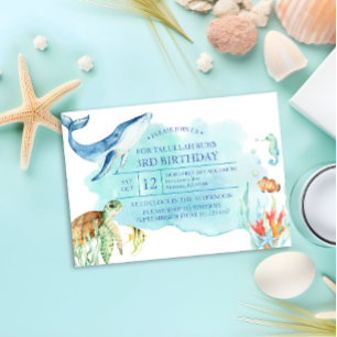 Invitación Personalizada bajo el cumpleaños del mar - Tortuga