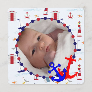 Invitación personalizada bebé náutico de la foto