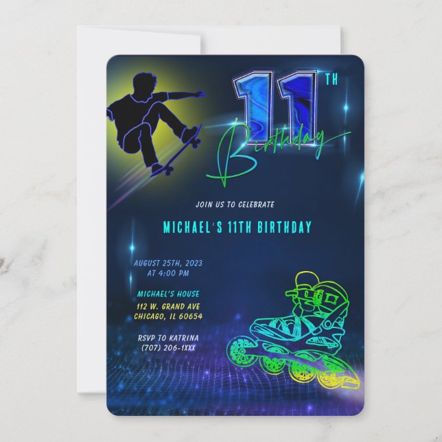 Invitación personalizada de 11º cumpleaños (Anverso)