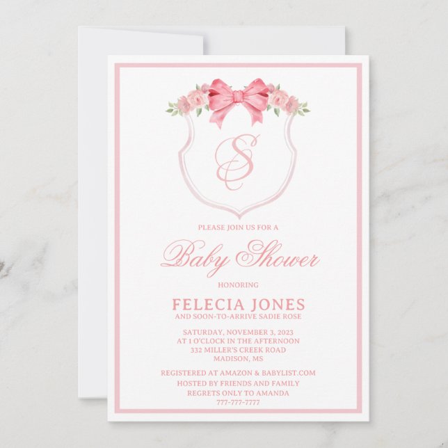 Invitación personalizada de Baby Shower (Anverso)