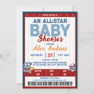 Invitación Personalizada de Baby Shower All Star