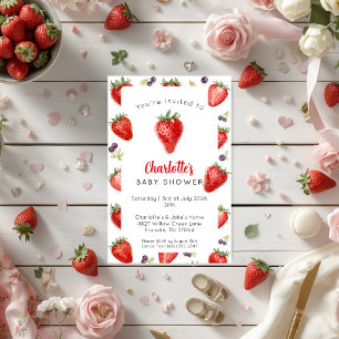 Invitación personalizada de Baby Shower de Fresa D