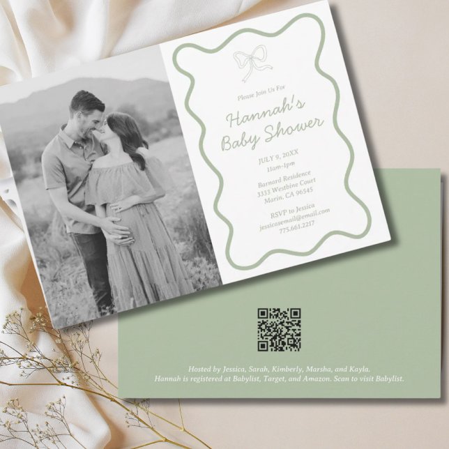 Invitación personalizada de Baby Shower en verde s (Personalized Sage Green Baby Shower Invitation
)