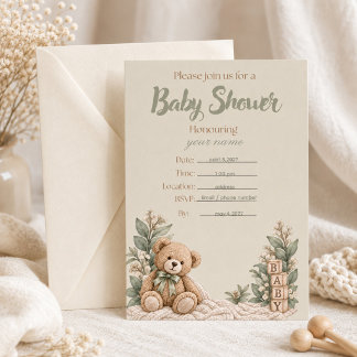 Invitación personalizada de baby shower neutral co