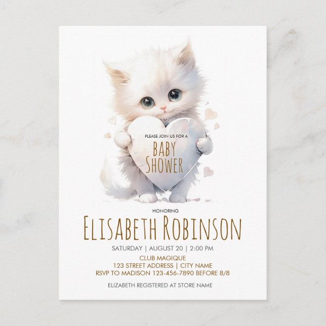 Invitación personalizada de Baby Shower para gatit (Anverso)