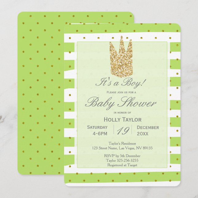 Invitación personalizada de Baby Shower Prince (Anverso / Reverso)