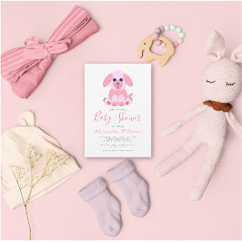 Invitación personalizada de Baby Shower Puppy Pink