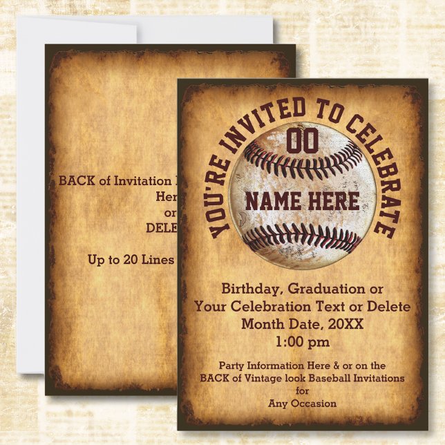 Invitación personalizada de béisbol para cualquier (Personalized, baseball birthday invitations or baseball theme graduation party. Baseball Invitations)