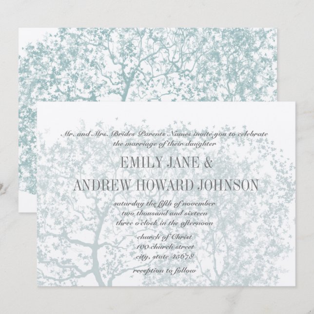 Invitación personalizada de Bodas de los árboles d (Anverso / Reverso)
