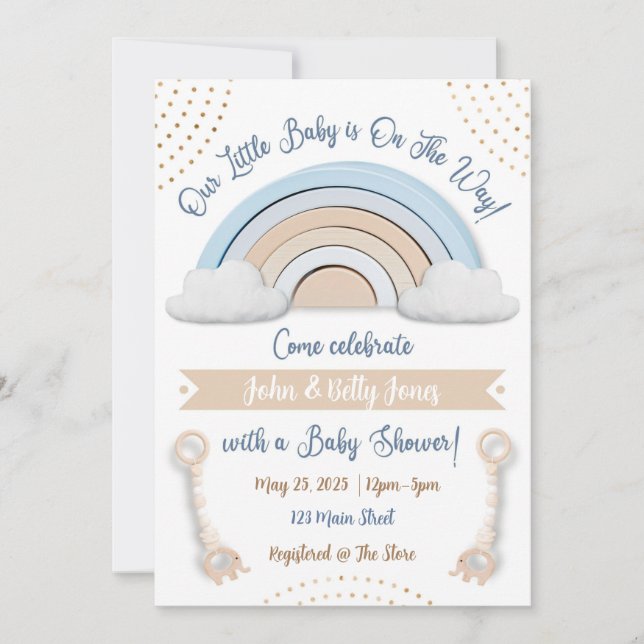 Invitación personalizada de Boho Baby Shower (Anverso)