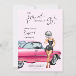 Invitación personalizada de Cadillac rosa jubilado