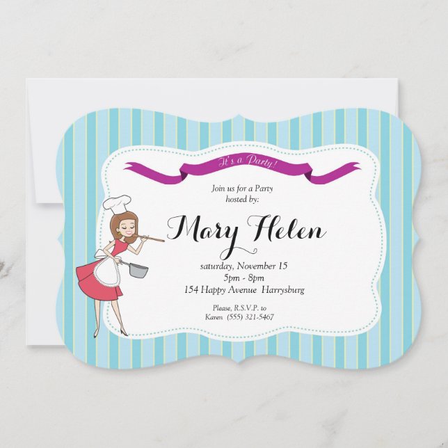 Invitación personalizada de cocinar retra del (Anverso)