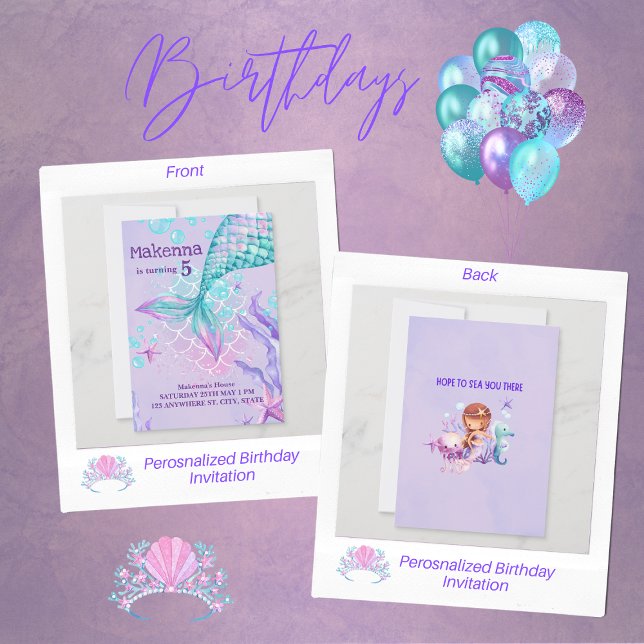 Invitación personalizada de cumpleaños a la sirena (Subido por el creador)