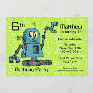 Invitación personalizada de cumpleaños a Robot