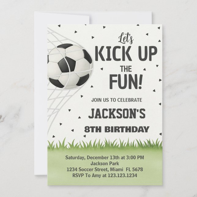 Invitación personalizada de cumpleaños al fútbol (Anverso)