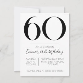 Invitación personalizada de cumpleaños blanco y ne