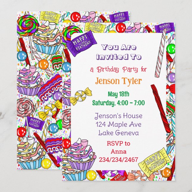Invitación personalizada de cumpleaños | Candía ca (Anverso / Reverso)