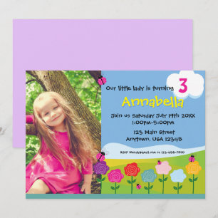 Invitación personalizada de cumpleaños Dama Bug Fl