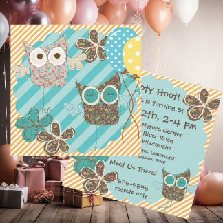Invitación personalizada de cumpleaños de búhos de