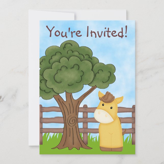 Invitación personalizada de cumpleaños de caballo  (Anverso)