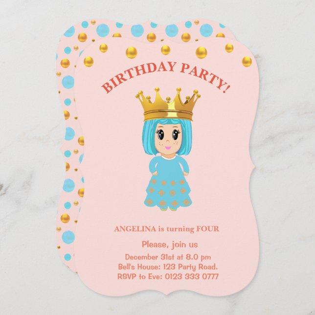 Invitación personalizada de cumpleaños de Chica li (Anverso / Reverso)
