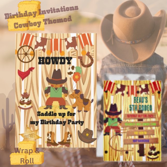 Invitación personalizada de cumpleaños de Cowboy (Subido por el creador)