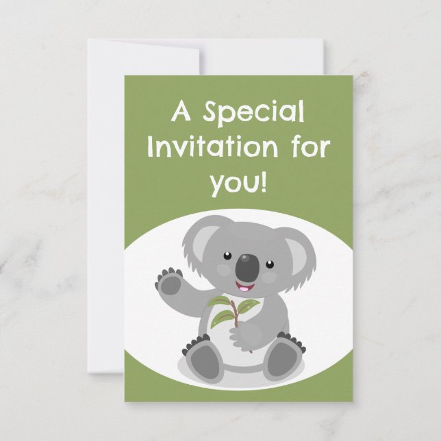 Invitación personalizada de cumpleaños de Cute Koa (Reverso)