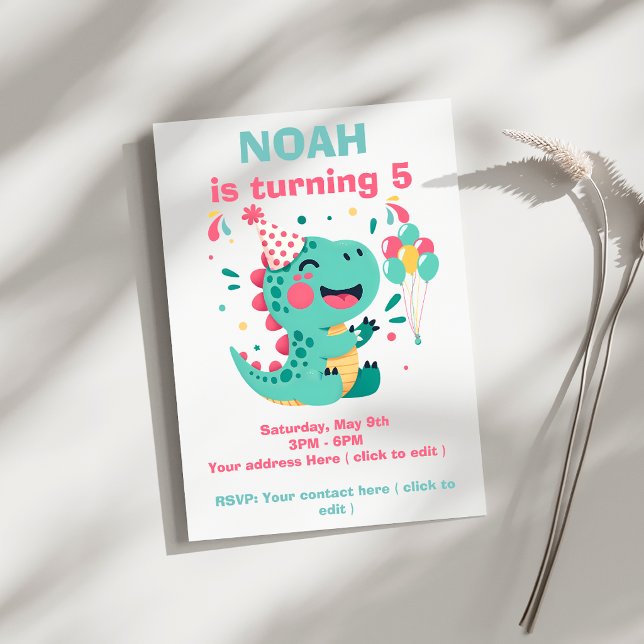 Invitación Personalizada de Cumpleaños de Dinosaur (Subido por el creador)