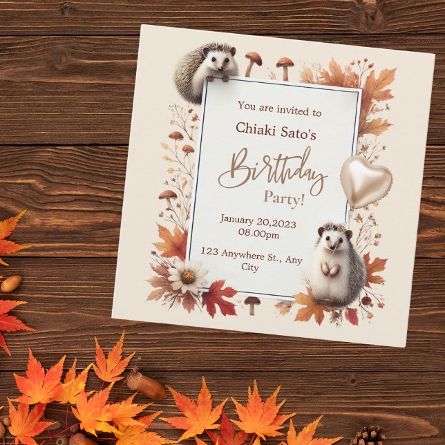 Invitación personalizada de cumpleaños de Hedgehog (Subido por el creador)