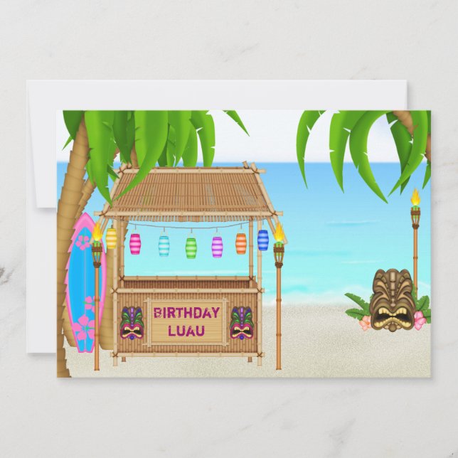 Invitación personalizada de cumpleaños de Luau (Anverso)
